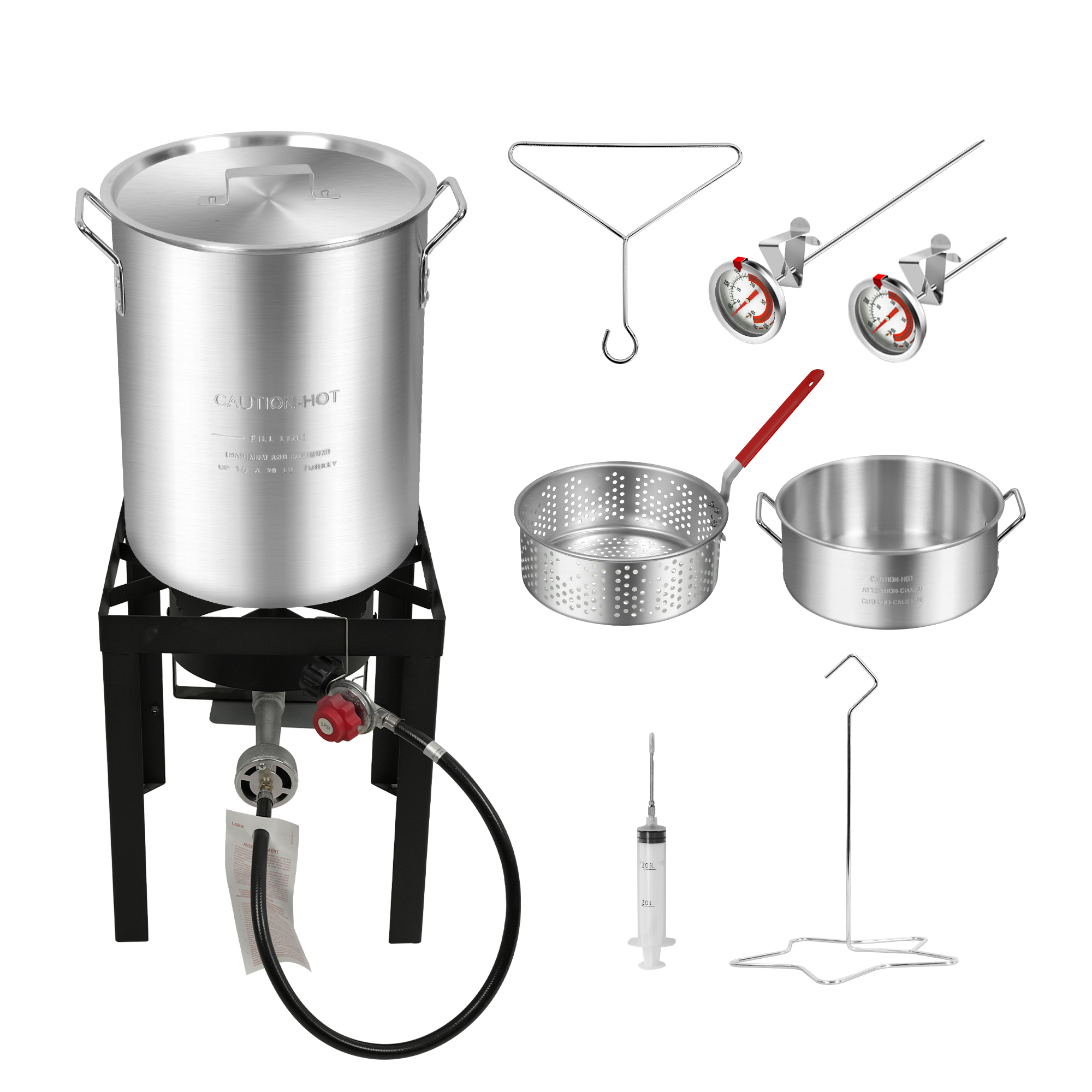 Red Mountain Valley Outdoor Propane Turkey Deep Fryer Set — 30-Qt., 50,000 BTU Burner, Large Seafood Boiler Kit